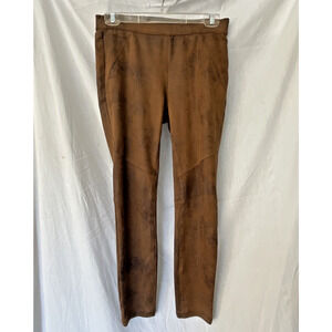 FREE PEOPLE Women's Faux Suede Pants Size 6 Pull-on Legging Stretch Brown Casual
